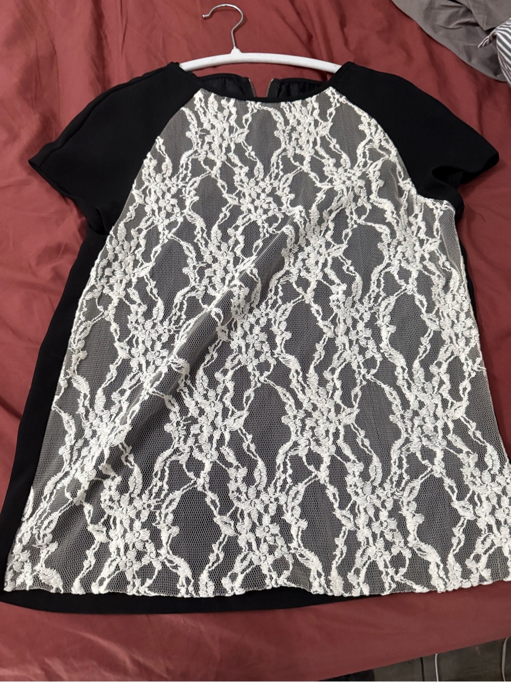 Zara Black Top with White Lace Front